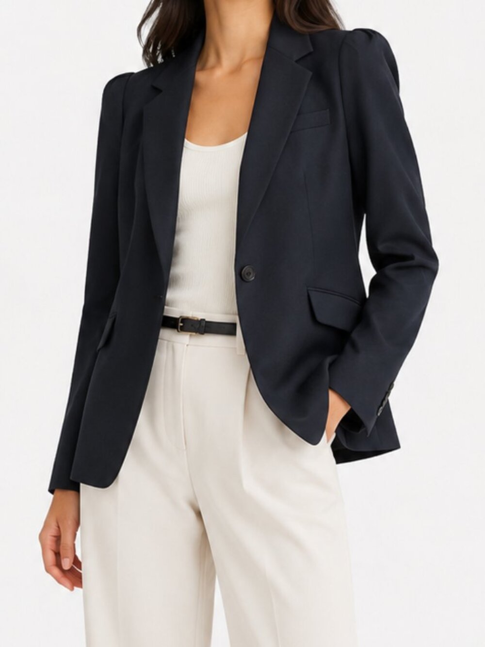 Zara Woman Black Wool Blend Tailored Blazer Size 5